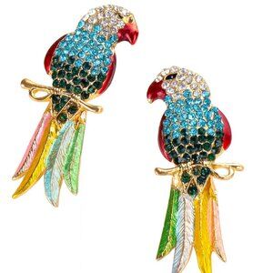 Women Rhinestone Bird Design Stud Earring